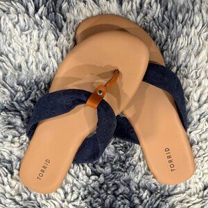 women's Navy Blue Eyelet lace Torrid Sandals